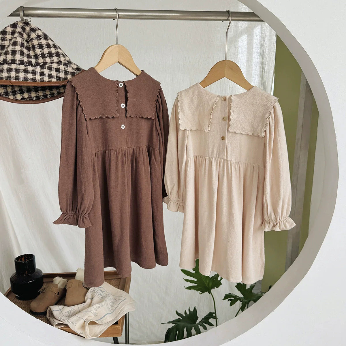 Arrival Autumn Girls Flowers Embroidered Pattern Long Sleeves Dress-4