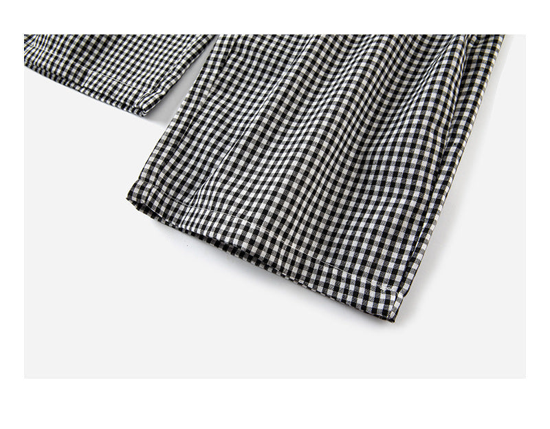 Baby Girl Solid Color Tops Combo Plaid Pattern Overalls Sets-4