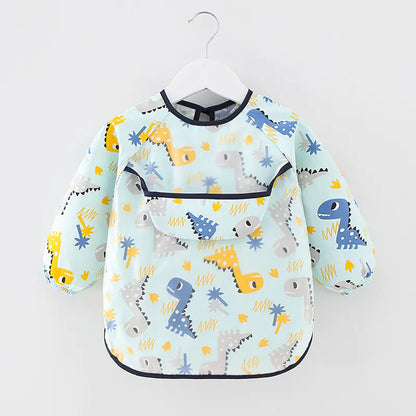 Waterproof Cotton Bib for Kids - Long Sleeve Feeding Apron