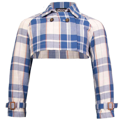 Kids Bolero Jacket in Blue & White Tartan