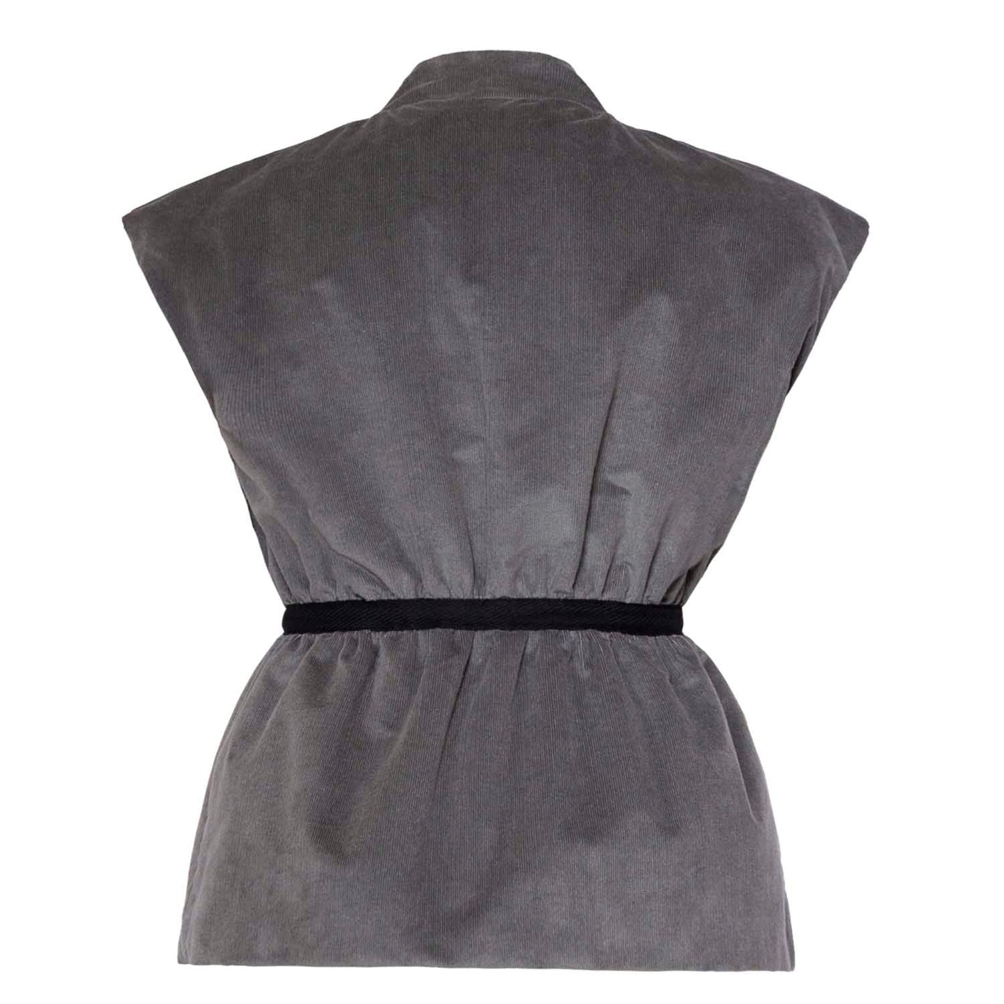 Grey Velvet Sleeveless Kids Vest