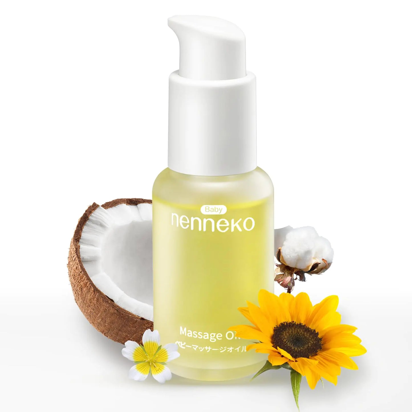 NENNEKO Baby Oil Unsented. Baby Massage Oil for Newborn Organic. Mineral Oil Enriched with Sunflower Oil for Unisex Skin. Baby Coconut Oil as a Moisturizer.Baby Soothing Oil