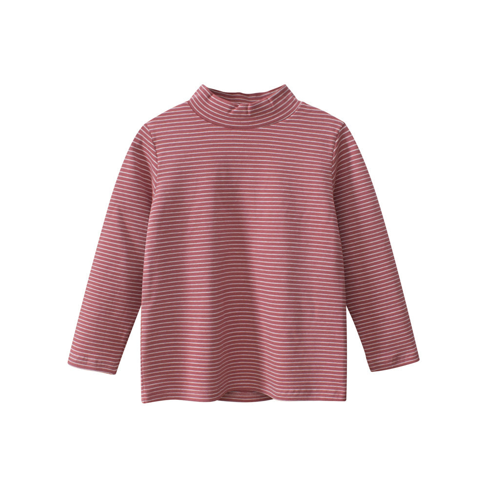 Autumn Baby Kids Girls Striped Long Sleeves Turtle Neck Top Pullover-1