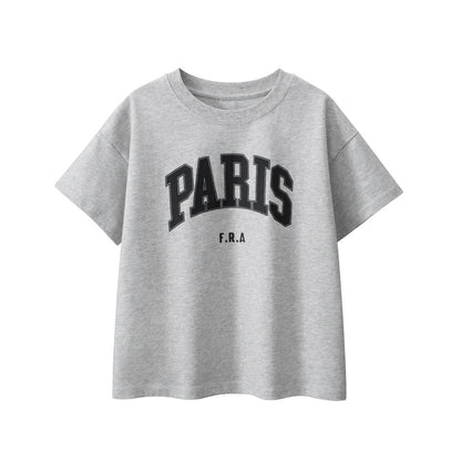 Boys and Girls’ Letters Print T-shirt in European and American Style-3