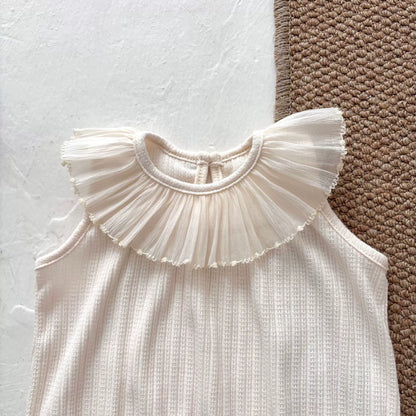 Summer Arrival Baby Girls Solid Color Sleeveless Rompers-2