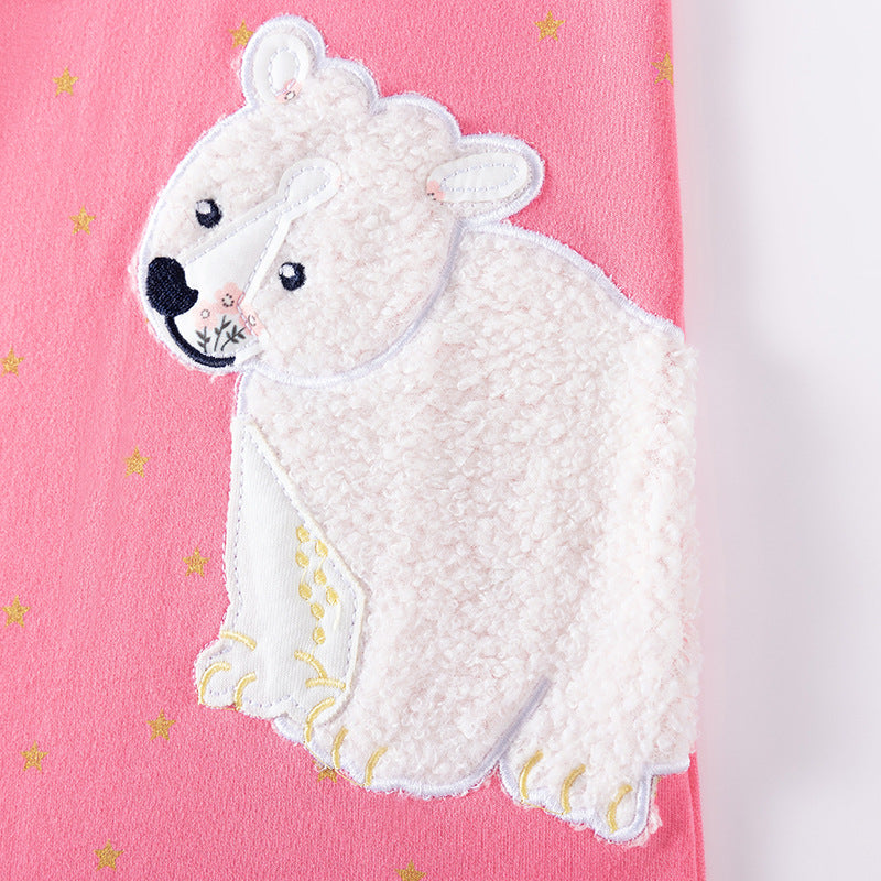 Autumn and Spring Arrival Stars and Animals Cartoon Pattern Long Sleeves Dress for Stylish Girls-2