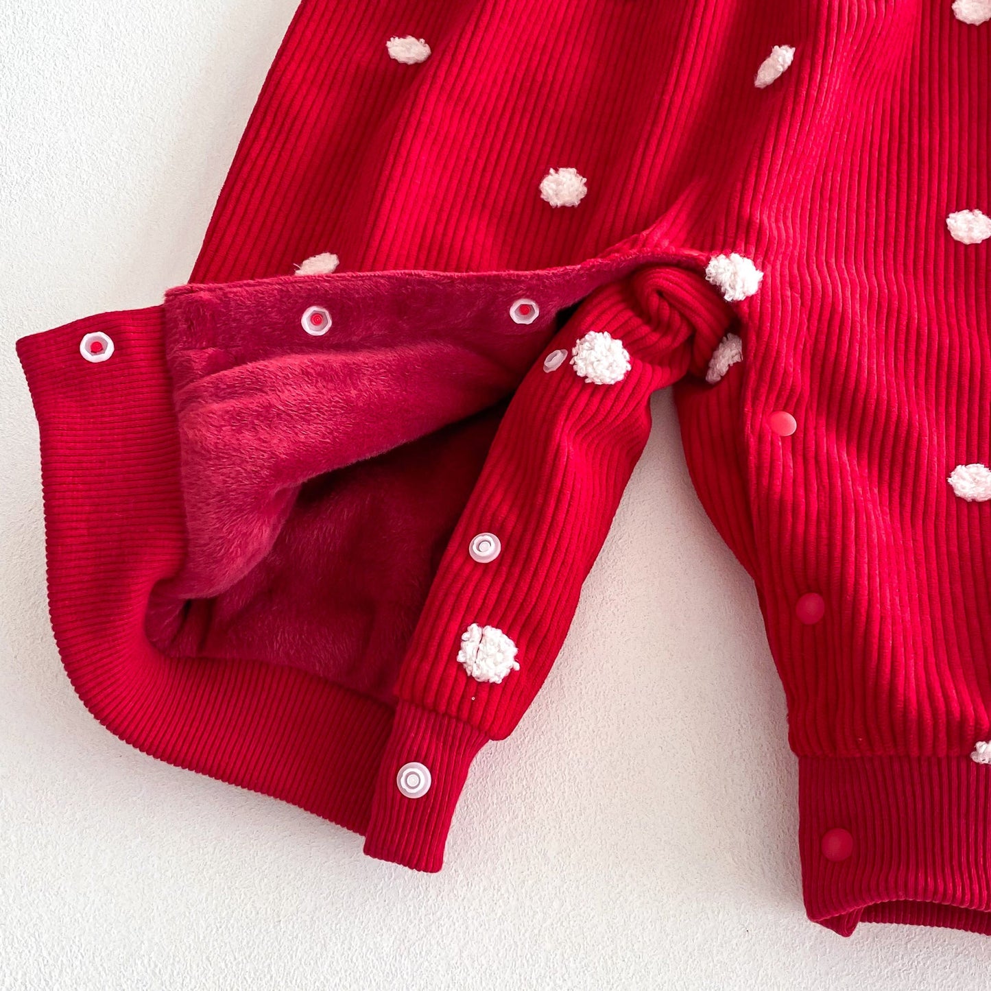 Sping and Winter Arrival Baby Cute Polka Dots Warm Fleece Sleeveless Rompers Vest-2