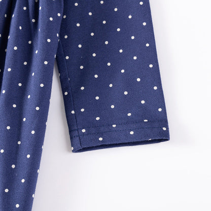 Autumn and Spring Arrival Christmas Cartoon and Dots Pattern Long Sleeves Crew Neck Dress for Stylish Girls-2