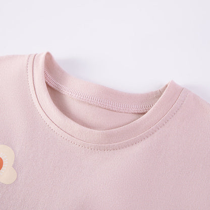 Summer Baby Kids Cartoon and Floral Pattern T-shirt and Pants Clothing Set for Girls-2