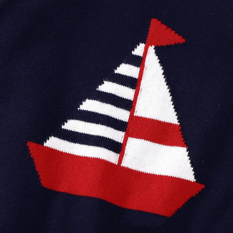 Baby Boy Embroidered Graphic Striped Neck & Sleeve Design Tee Combo Shorts Sailor Style Sets-2