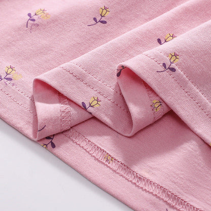 Summer Arrival Animals Cartoon Pattern Short Sleeves Floral Dress for Stylish Girls-3