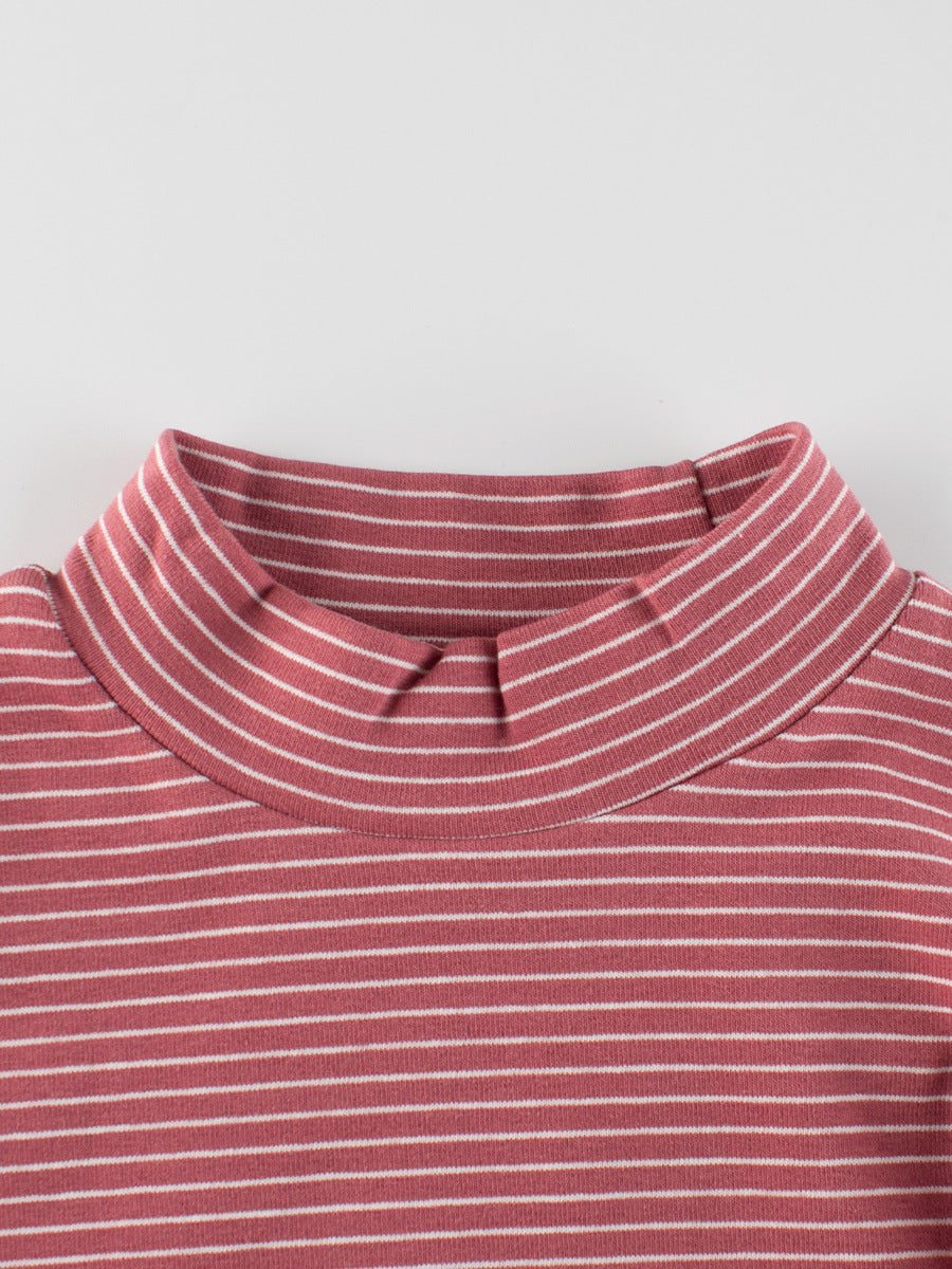 Autumn Baby Kids Girls Striped Long Sleeves Turtle Neck Top Pullover-3
