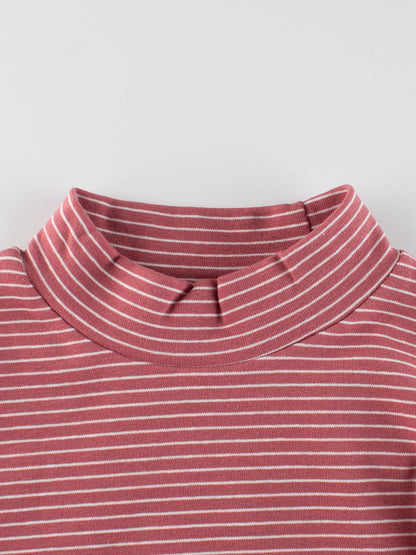 Autumn Baby Kids Girls Striped Long Sleeves Turtle Neck Top Pullover-3