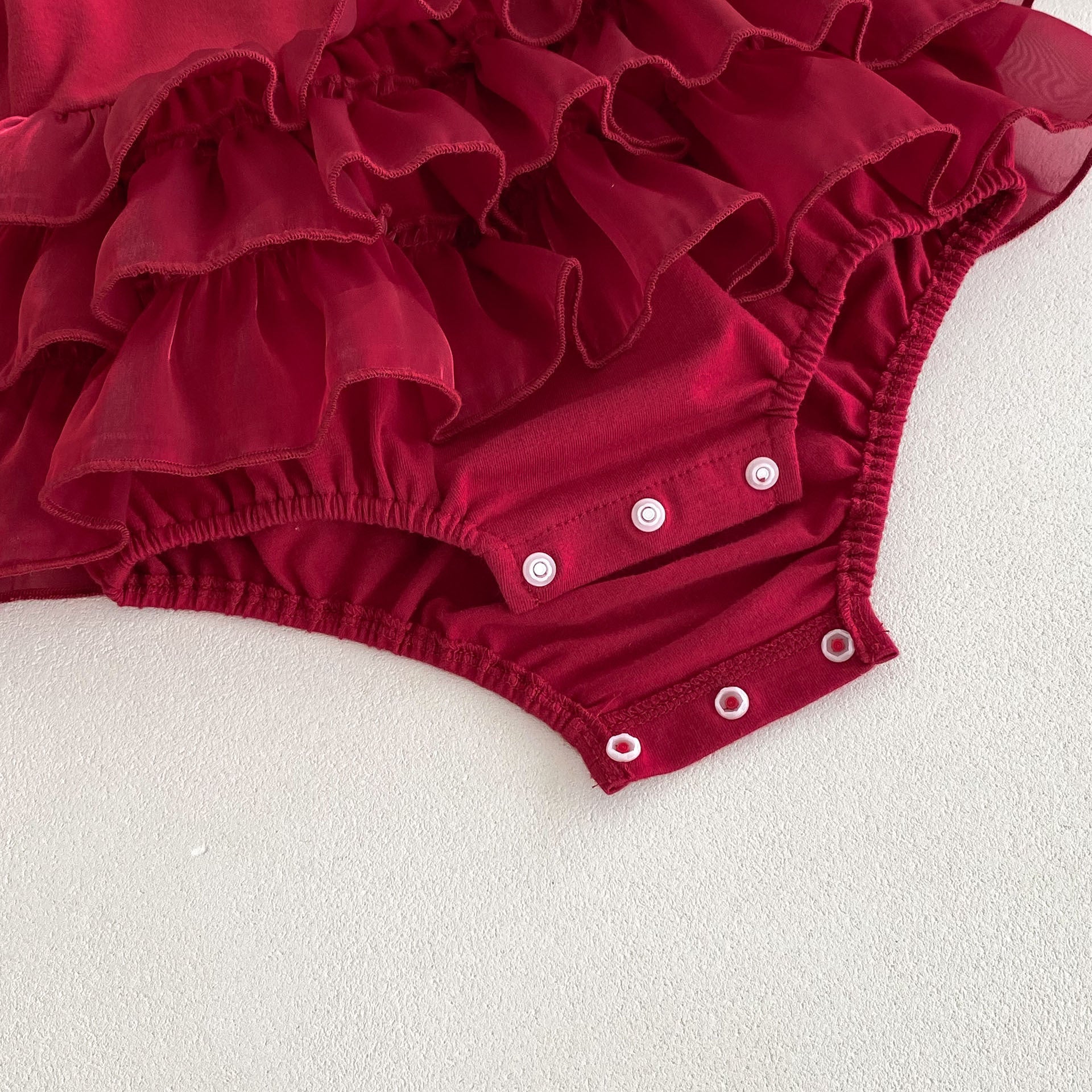 Autumn Arrival Baby Girls Long Sleeves Ruffle Solid Color Peter Pan Collar Onesies Dress-2