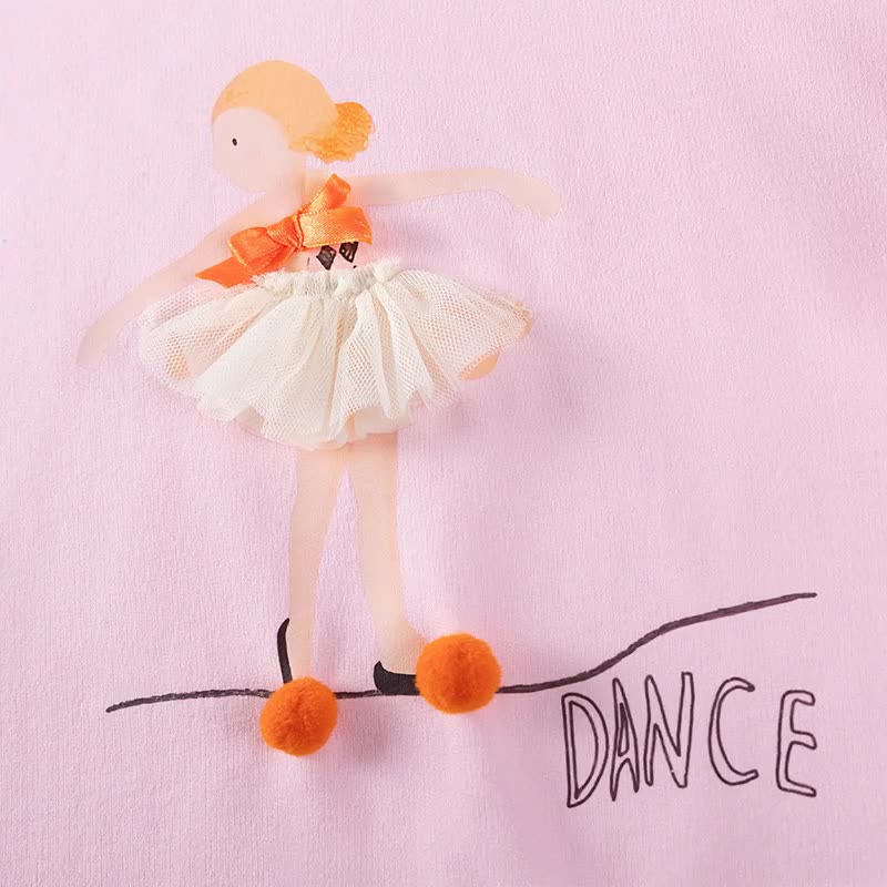 Spring and Autumn Girls Princess Cartoon Pattern Long Sleeves Sweatshirt and Polka Dots Pattern Pants Clothing Set