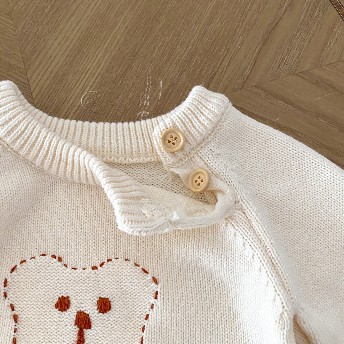 Arrival Autumn Baby Unisex Long Sleeves Teddy Bear Pattern Knitted Top Sweater-3
