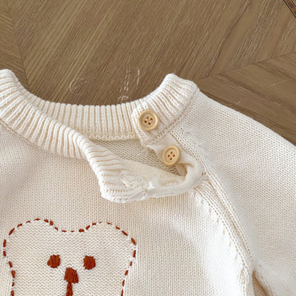 Arrival Autumn Baby Unisex Long Sleeves Teddy Bear Pattern Knitted Top Sweater-3