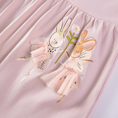 Summer Baby Kids Cartoon and Floral Pattern T-shirt and Pants Clothing Set for Girls-3