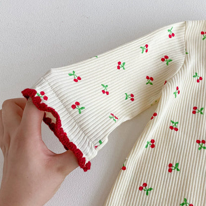 Autumn Arrival Baby Girls Long Sleeves Fruits Pattern Rompers-2