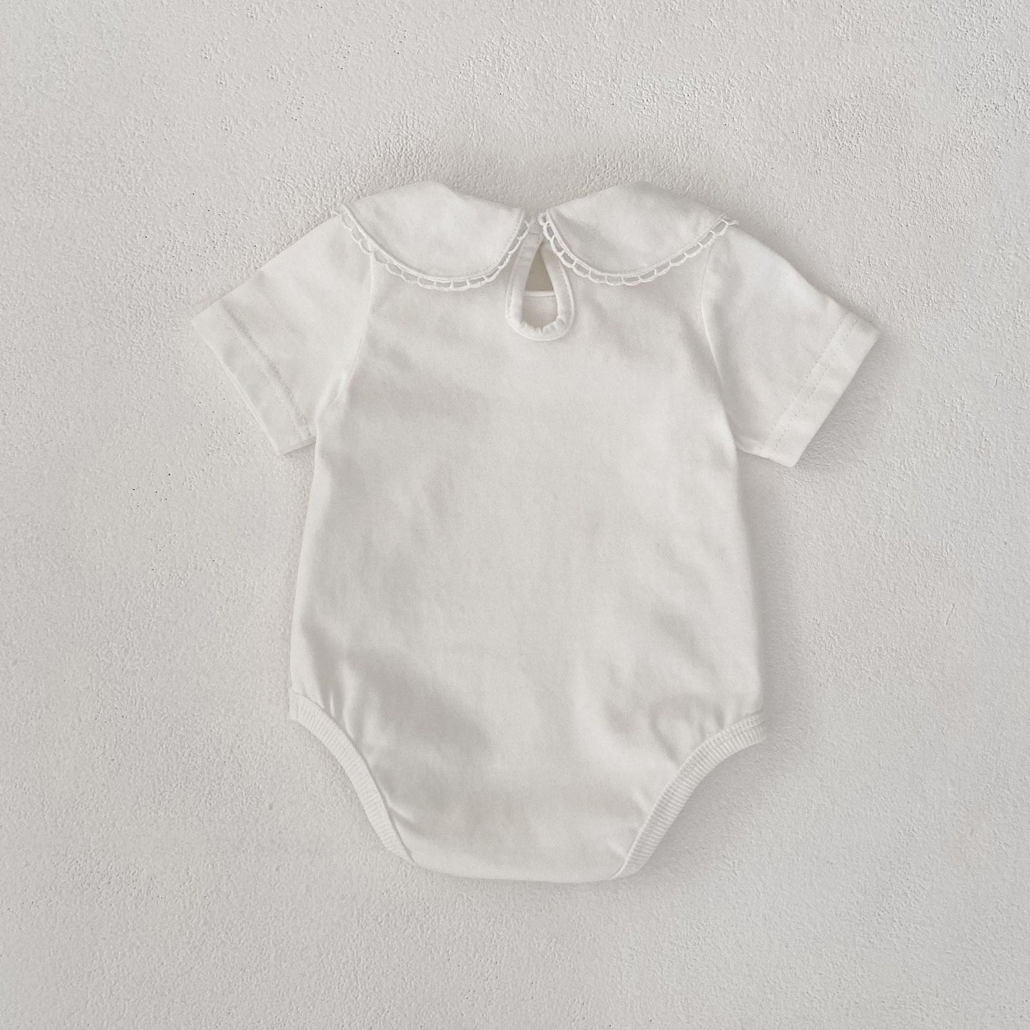 Summer Arrival Baby Girls Solid Color White Onesies-3