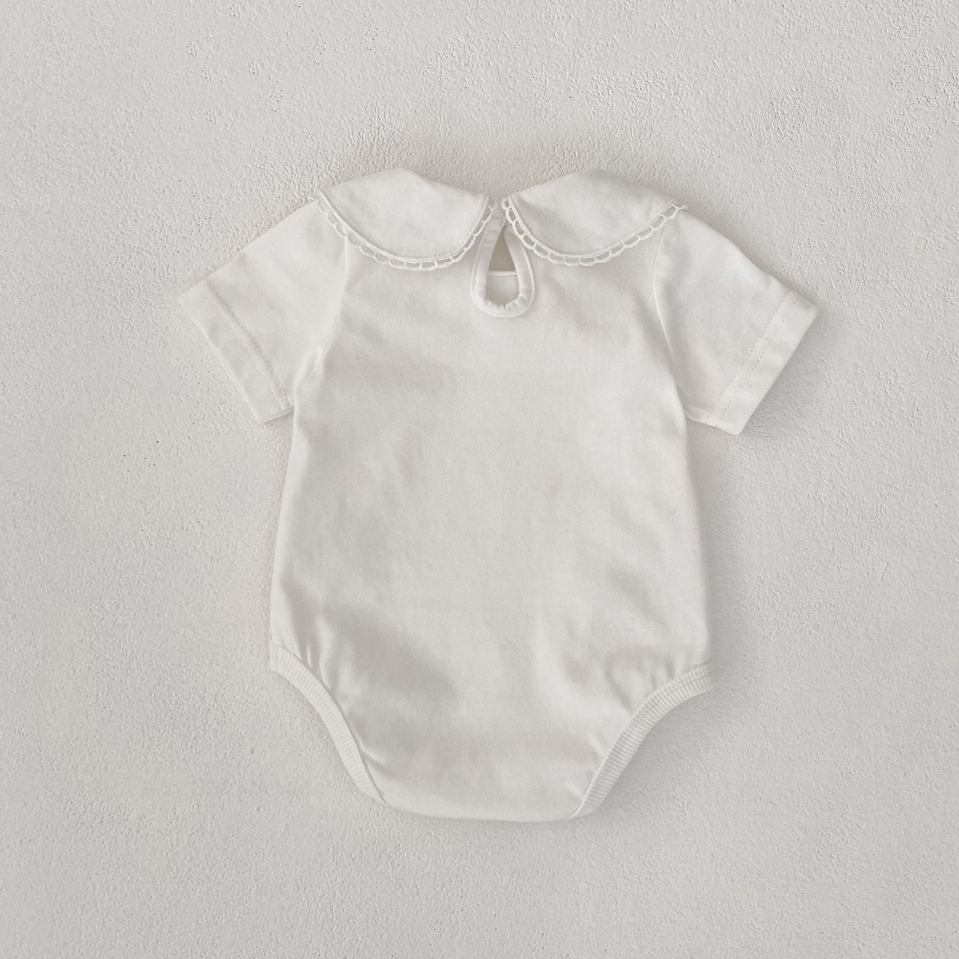 Summer Arrival Baby Girls Solid Color White Onesies-3