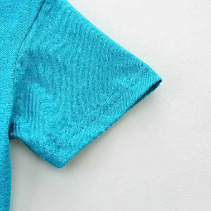 Summer Boys’ Rocket and Stars Cartoon Pattern T-shirt in European and American Style-4