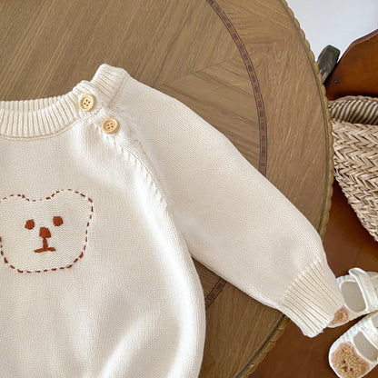 Arrival Autumn Baby Unisex Long Sleeves Teddy Bear Pattern Knitted Top Sweater-4