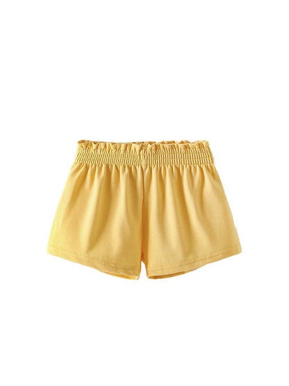 Baby Kids Girls Denim Solid Color Style Casual Yellow Shorts For Sale-4