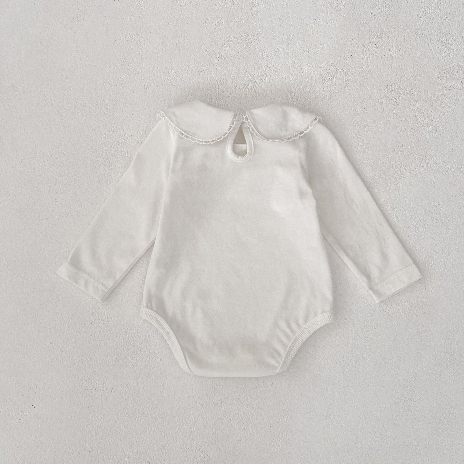 Summer Arrival Baby Girls Solid Color White Onesies-4