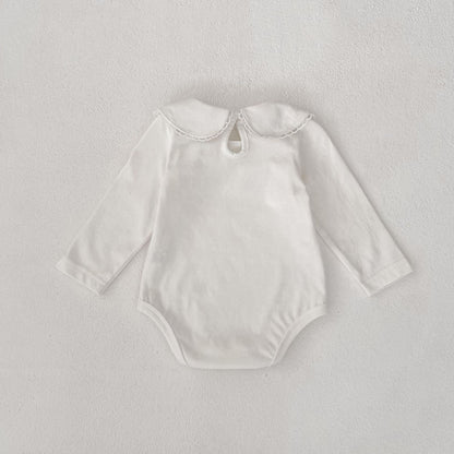 Summer Arrival Baby Girls Solid Color White Onesies-4