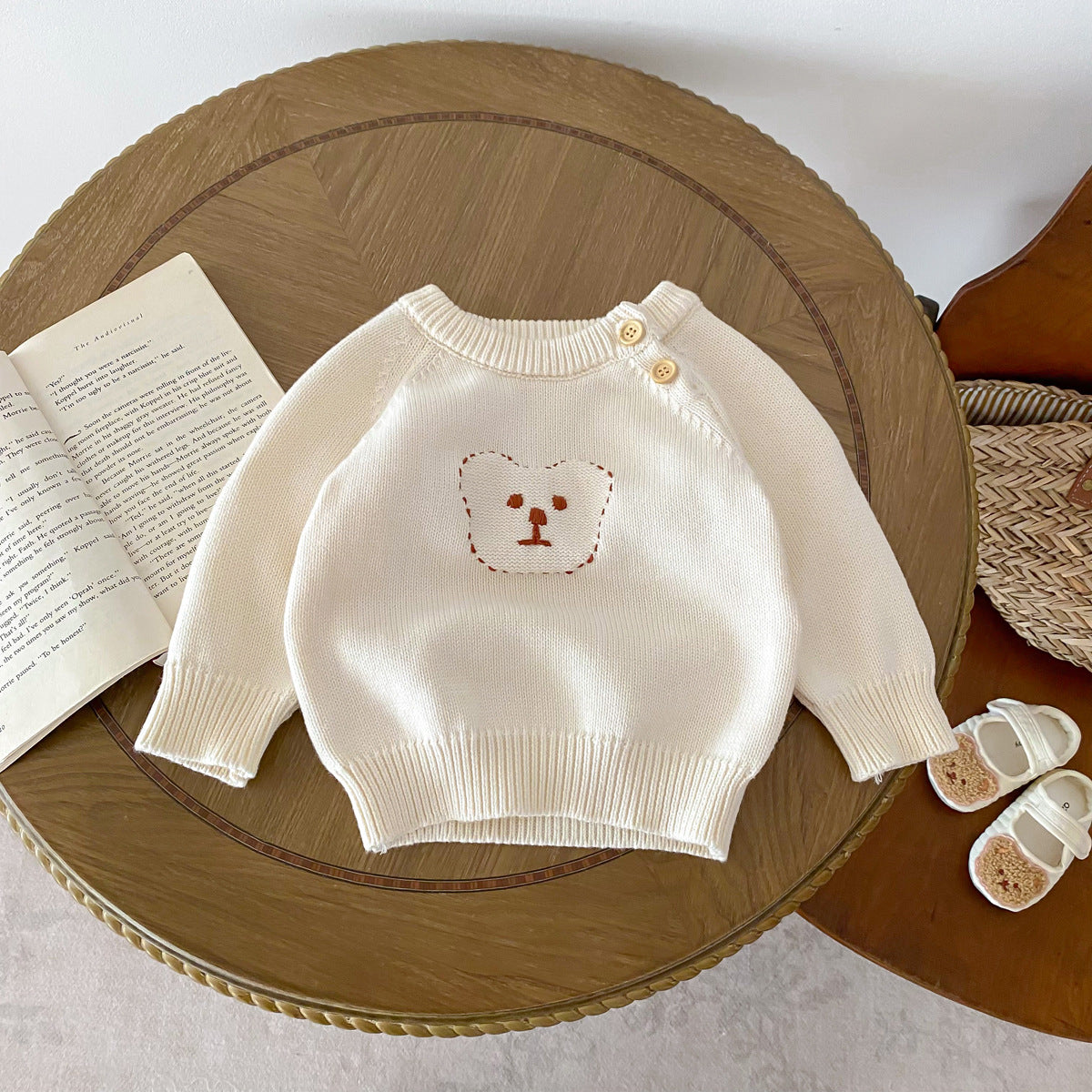 Arrival Autumn Baby Unisex Long Sleeves Teddy Bear Pattern Knitted Top Sweater-0