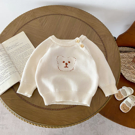 Arrival Autumn Baby Unisex Long Sleeves Teddy Bear Pattern Knitted Top Sweater-0